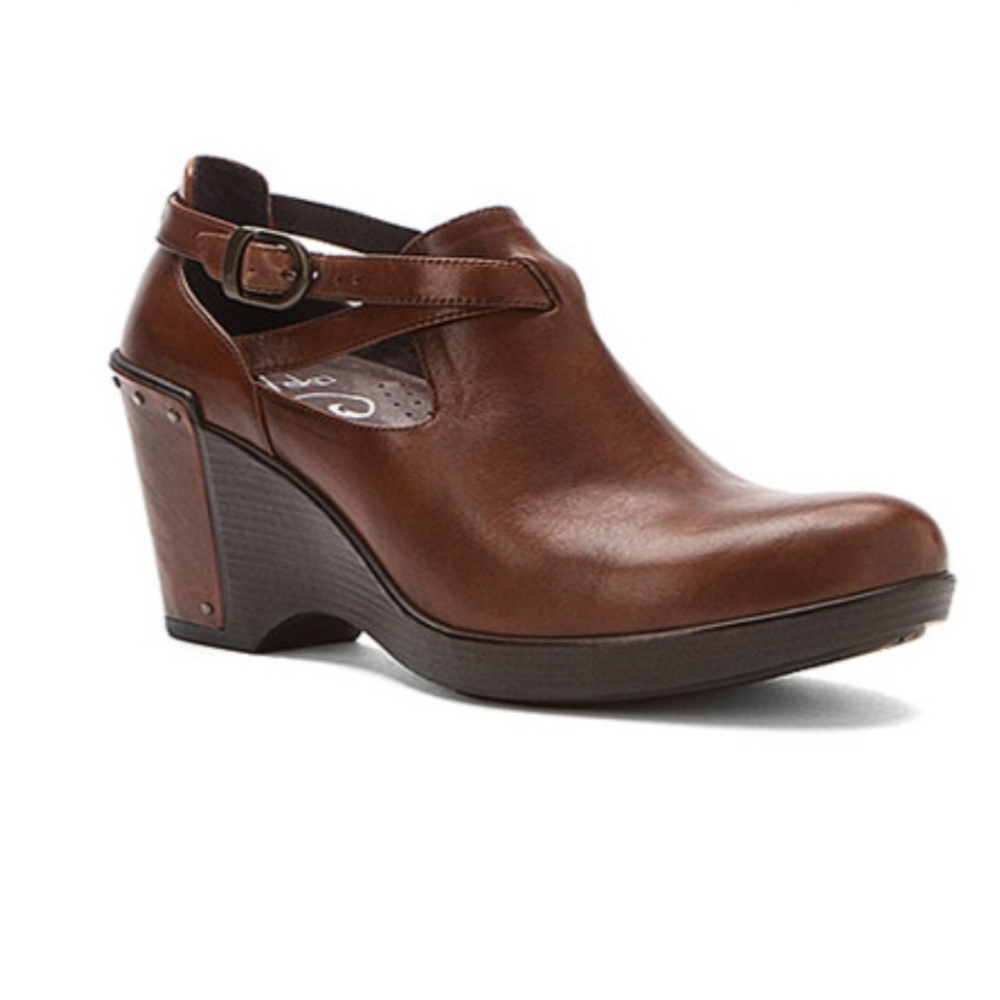 Dansko Chestnut Leather Wedges